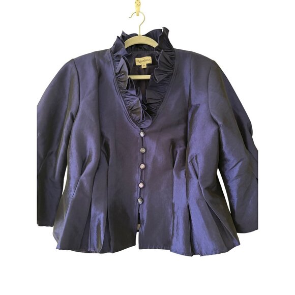 Nicolette Womens Formal Midnight Blue Satin Finish  Jacket 16W - Picture 4 of 16